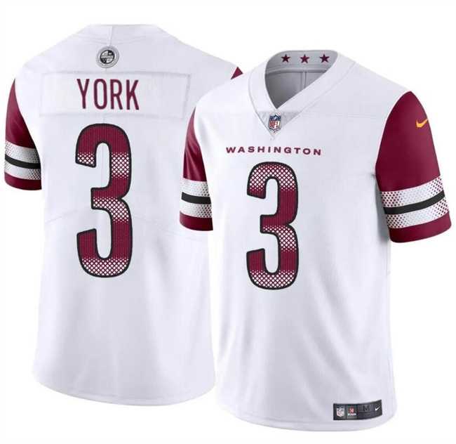 Men & Women & Youth Washington Commanders #3 Cade York White 2024 Vapor Limited Football Stitched Jersey